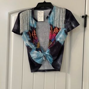 NWT Boutique Fringe Tie Tee